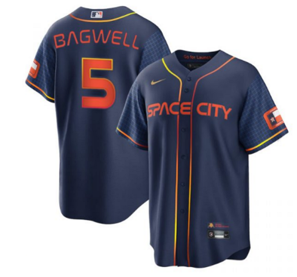 Men's Houston Astros #5 Jeff Bagwell 2022 Navy City Connect Cool Base Stitched Jersey Men's Houston Astros #5 Jeff Bagwell 2022 Navy City Connect Cool Base Stitched Jersey